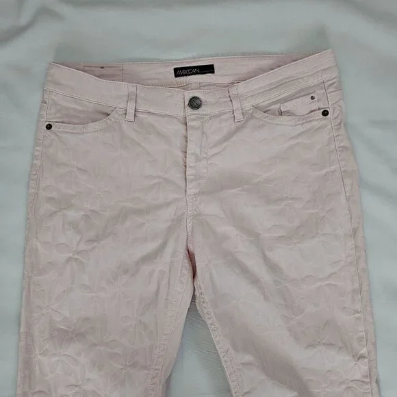 Marc Cain Light Pink Embossed Floral Pattern Slim Fit Pants Women's Size N5/US10 - Picture 5 of 16